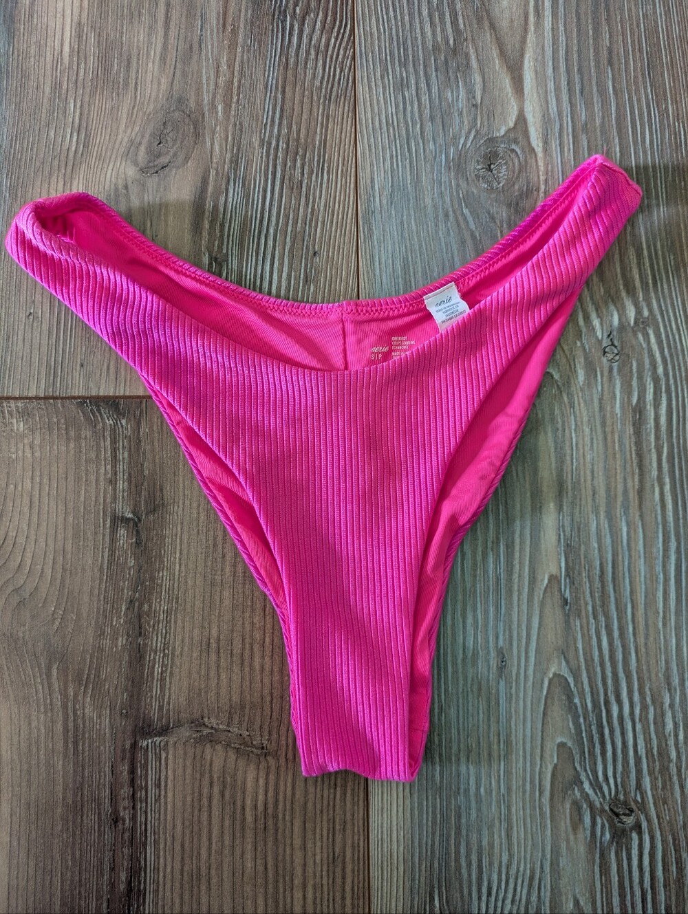 Aerie Hot Pink Ribbed Cheekiest Bikini Swim Bottoms Small
